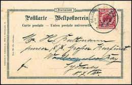 Beleg Seepost: NEU-GUINEA-ZWEIGLINIE (HONGKONG) 5/5 (ohne Jz. "01"), Tadellose Postkarte 10 Pfg. Nach Sydney. Selten. (M - Autres & Non Classés