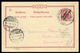 Beleg NEU-GUINEA-ZWEIGLINIE "b" 20/6 99 Auf Postkarte 10 Pfg. Nach Dtld. Mit Ak.-Stempel. (Michel: P5) - Altri & Non Classificati