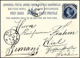 Beleg Araber-Aufstand 1889, SMS "Sophie": "Daressalam, Den 17/3 1889", Hs. Abs.-Vermerk Auf Postkarte Brit.-Indien 1½ P. - Altri & Non Classificati