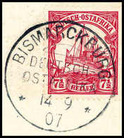 Briefst. BISMARCKBURG 14/9 07, Ideales Bfstk. 7½ H. (Michel: 32) - Autres & Non Classés