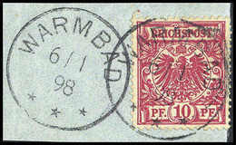 Briefst. 10 Pfg., Tadelloses Bfstk. Mit Zwei Schönen Stempeln WARMBAD 6/1 98, Sign. Dr.Steuer BPP. (Michel: M47d) - Altri & Non Classificati