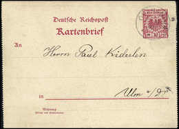 Beleg 10 Pfg., Kartenbrief (ohne Die Ränder) Mit Stempel OKAHANDJA 25/10 99 Nach Ulm. (Michel: K1) - Other & Unclassified