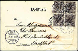 Beleg 3 Pfg., Viererblock Mit Stempel KEETMANSHOOP 7/3 99 Als 12- Statt 10-Pfg.-Frankatur Auf Bedarfskarte Zum UPU-Tarif - Other & Unclassified