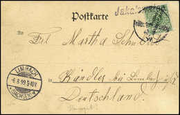 Beleg JAKALSWATER, Schwarzvioletter Wanderstempel Vom 13/7 99 Auf Tadelloser Postkarte 5 Pfg. (Michel: 2) - Autres & Non Classés