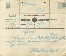 Beleg 1902, Heliographie Der Schutztruppe, Seltenes Vordruck-Formular Für Ein Heliogramm Zwischen Windhuk Und Gibeon, Ob - Autres & Non Classés