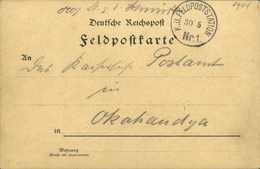 Beleg "Okamatangera 27/3 (1904)", Hs. Abs.-Vermerk Auf Aufgabekarte Für Ein Feldtelegramm (mit Den Feldpost-Kürzeln), Kl - Other & Unclassified