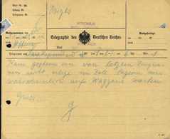 Beleg 1907, WINDHUK DSWA, Violetter L2 Zweimal Auf Reichspost-Telegrammformular (C.187), Eingehend Von Swakopmund. Selte - Other & Unclassified