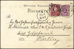 Beleg Marine-Postkarte: 10 Pfg., Zusatzfrankatur Auf Ganzsachenkarte 5 Pfg. Mit Klarem Stempel KAMERUN 5/2 90, Geschrieb - Other & Unclassified