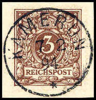 Briefst. 3 Pfg., Tadelloses Bfstk. Mit Klarem Und Genau Zentr. Stempel KAMERUN 1/2 94. Seltene Farbe (Urmarke Mi.45aa),  - Sonstige & Ohne Zuordnung