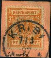 Briefst. 25 Pfg., Schönes Exemplar (etwas Bügig) Auf Seltenem PA-Abschnitt Mit Stempel KRIBI 7/3 97 (Dr.Steuer 2x).<br/> - Altri & Non Classificati