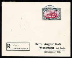 5 Mk., Tadellose Einzelfrankatur Mit Blauem Stempel EBOLOWA 9/12 11 Auf Vordruck-Einschreibeumschlag Mit Hs. R-Nr."1103" - Autres & Non Classés