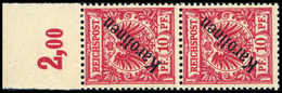 ** 10 Pfg., Tadellos Postfr. Oberrandpaar, Fotobefund Brekenfeld BPP.<br/><b>Katalogpreis: 400,-</b> (Michel: 3I(2)) - Other & Unclassified