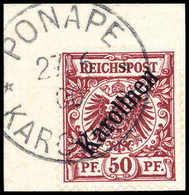 Briefst. 50 Pfg., Tadelloses Bfstk. Mit Klarem Stempel PONAPE 27/6 00. Schönes Exemplar Dieser Seltenen Marke, Fotoattes - Altri & Non Classificati