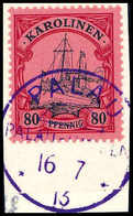 Briefst. PALAU 16/7 13, In Violett Klar Auf Min. Ergänztem Bfstk. 80 Pfg., Sign. Steuer BPP. (Michel: 15) - Altri & Non Classificati