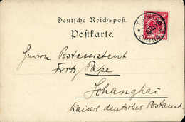 Beleg 10 Pfg., Tadelloses Exemplar Mit Klarem Stempel TSINTAU CHINA "a" 23/3 98 Auf Postkarte Nach Shanghai (Ecken Etwas - Other & Unclassified