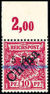 ** 5 Pfg. A. 10 Pfg., Aufdrucktype I, Tadellos Postfr. Oberrandstück, Fotoattest Steuer BPP.<br/><b>Katalogpreis: 500,-+ - Autres & Non Classés