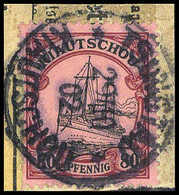 Briefst. 80 Pfg., Tadelloses Paketkarten-Bfstk. Mit Genau Zentr. Stempel TSINGTAU 29/10 02. (Michel: 13) - Autres & Non Classés