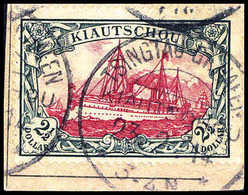 Briefst. 2½ $, Seltene Verwendung Auf Rosa Postanweisungs-Abschnitt (kl. Knitter), Klare Stempel TSINGTAU Gr.HAFEN 23/2  - Other & Unclassified