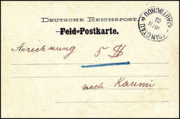 Beleg Aushilfs-Postformular: TSINGTAU 10/11 03, Klar Auf Postamtlich Aufgebrauchtem Feldpostkarten-Formular Nach Kaumi.  - Other & Unclassified