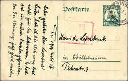 Beleg TSINGTAU 27/7 14, Klar Auf Postkarte 2 C. (Mittelfalte) Nach Wilhelmshaven. Nach Kriegsausbruch Von Den Russischen - Other & Unclassified