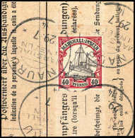 Briefst. 40 Pfg., Großer Paketkarten-Abschnitt Mit Stempel NAURU 29/7 14 (kurz Vor Kriegsausbruch), Rs. Paketzettel "112 - Other & Unclassified