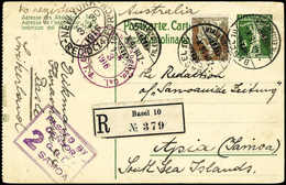 Beleg BASEL 7/3 16, Eingehende, Gef. Einschreibe-Postkarte Schweiz 30 C. A. 5 Pfg. An Die Redaktion Der "Samoanischen Ze - Other & Unclassified