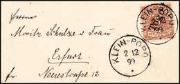 Beleg 3 Pfg., Tadelloser Und Besonders Schöner Miniaturbrief Der Plantage Kpeme Mit Stempel KLEIN-POPO 2/12 99, Sign. Bo - Other & Unclassified