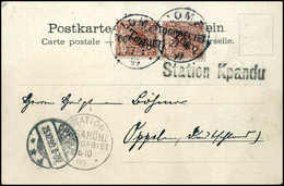 Beleg STATION KPANDU, Schwarzer L1 Klar Beiges. Auf Tadelloser Postkarte Mit Senkr. Paar 3 Pfg., Via Misahöhe Und LOME T - Other & Unclassified