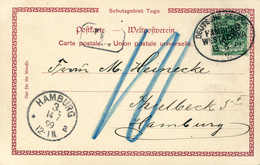 Beleg Seepost: HAMBURG-WESTAFRIKA "V." ("Ella Woermann") 13/6 99, Idealer Abschlag Auf Tadelloser Bedarfskarte 5 Pfg. Mi - Sonstige & Ohne Zuordnung