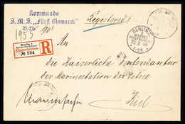 Beleg Kreuzer "Fürst Bismarck": MSP No.3 19/1 08 Auf Eingeschr. Kommandobrief Nach Kiel. Sehr Seltene Post Aus Bangkok,  - Other & Unclassified