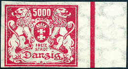 ** 5000 Mk., Ungezähnt, Tadellos Postfr. Re. Randstück.<br/><b>Katalogpreis: 120,-</b> (Michel: 152U) - Autres & Non Classés