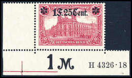 ** 1,25 F., Tadellos Postfr. Bogenecke Mit HAN "H4326.18". Sehr Selten.<br/><b>Katalogpreis: 1.500,-</b> (Michel: 11IA H - Other & Unclassified