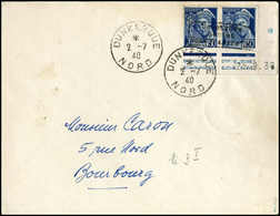 50 C., Tadelloses, Waagr. Eckrandpaar Mit Kpl. Druckdatum "25.9.38" Auf Brief Mit Stempel DUNKERQUE 2/7 40 Nach Bourbour - Altri & Non Classificati
