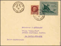 Beleg 50 C. Mit Frankreich 1,50 Fr. Auf Tadellosem Brief Mit Stempel PIRIAC/MER 25/4 45 Nach La Baule Mit Ak.-Stempel, S - Sonstige & Ohne Zuordnung