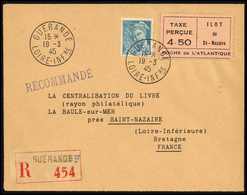 Beleg 4,50 F. Mit Frankreich 50 C. Auf Tadellosem R-Brief Mit Stempel GUERANDE 19/3 45.<br/><b>Katalogpreis: 300,-</b> ( - Altri & Non Classificati