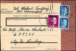 Beleg 2-kg-Zulassungsmarke Und Senkr. Paar Hitler 20 Pfg. Auf Verpackungs-Ausschnitt Eines Feldpost-Päckchens An Den Emp - Other & Unclassified