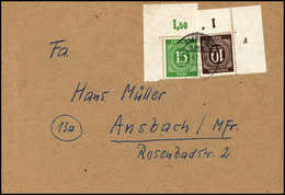 Beleg 10 Pfg., Li. Unt. Bogenecke Mit Druckerzeichen "F" Zusammen Mit 15 Pfg. Auf Bedarfsbrief Von Bamberg Nach Ansbach. - Other & Unclassified