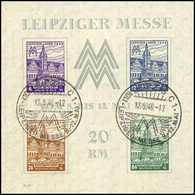 Gest. Leipziger-Messe-Block, Tadellos Mit Ausstellungs-SST, Fotoattest Schulz BPP.<br/><b>Katalogpreis: 650,-</b> (Miche - Altri & Non Classificati