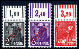 ** 2, 6 Und 8 Pfg., Walzendruck, Je Tadellos Postfr. Oberrandstück, Sign. Schlegel BPP.<br/><b>Katalogpreis: 430,-</b> ( - Sonstige & Ohne Zuordnung