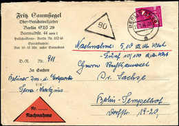 Beleg 40 Pfg., Tadellose EF Mit Stempel BERLIN SW 29. 21/7 49 Auf Orts-Nachnahmebrief.<br/><b>Katalogpreis: 250,-</b> (M - Other & Unclassified