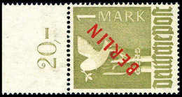 ** 1 Mk., Tadellos Postfr. Oberrandstück, Fotoattest Schlegel BPP.<br/><b>Katalogpreis: 550,-+</b> (Michel: 33) - Autres & Non Classés