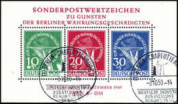 Gest. Währungsgeschädigten-Block Mit SST (10 Pfg. Dünne Stelle Und Senkr, Einmal In Der Zhg. Gefaltet).<br/><b>Katalogpr - Other & Unclassified