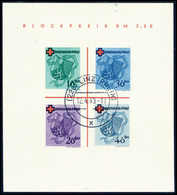 Gest. Rotes-Kreuz-Block, Tadelloses Exemplar Mit Ideal Aufges. Stempel LINZ (RHEIN) 12/4 49, Fotoattest Schlegel BPP.<br - Other & Unclassified