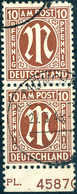 Gest. 10 Pfg. Tadellos Gestplt., Senkr. Paar Mit Platten-Nr."45870".<br/><b>Katalogpreis: 200,-</b> (Michel: 6xPl.-Nr.) - Altri & Non Classificati