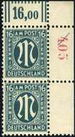 ** 16 Pfg., Tadellos Postfr., Senkr. Paar Aus Der Re. Ob. Bogenecke Mit Roter Bogenzähl-Nr."405".<br/><b>Katalogpreis: 5 - Autres & Non Classés