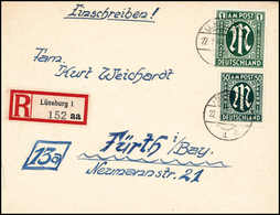 Beleg 1 Mk. Mit 50 Pfg. Auf Einschreibebrief Mit Stempel LÜNEBURG 22/7 45 (li. Öffnungsfehler), Sign. Schlegel BPP. (Mic - Other & Unclassified