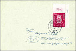 20 Pfg. Aus Der Re. Ob. Bogenecke Als EF Auf Tadellosem Portoger. FDC, Sign. Schlegel BPP. (Michel: 122) - Otros & Sin Clasificación