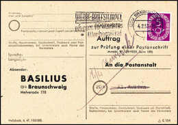 Beleg 5 Pfg., EF Auf Postkarte (kl. Einriß) Zur Prüfung Einer Postanschrift, Sign. Schlegel BPP.<br/><b>Katalogpreis: 38 - Andere & Zonder Classificatie