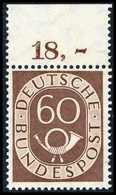 ** 60 Pfg., Tadellos Postfr. Oberrandstück (Falzrest Im Rand).<br/><b>Katalogpreis: 150,-+</b> (Michel: 135) - Altri & Non Classificati