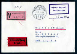 1981, Tadelloser Wertbrief über "20.000,- DM" Per Eilboten Von Aschaffenburg Nach Olpe, Seltener Violetter R2 "Gebühr Be - Other & Unclassified